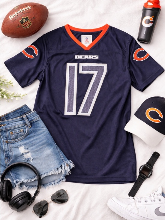 NFL Other - NFL Girls XL Chicago Bears Alshon Jeffery #17 Jersey Sparkle Graphic EUC